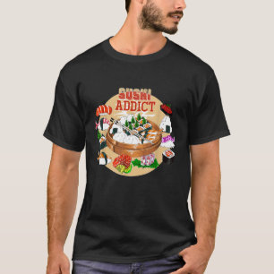 Camiseta Gracioso adicto a la comida asiática Sushi T-S