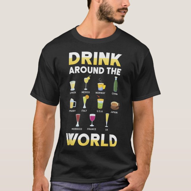 Camiseta Gracioso alcohol en todo el mundo para tomar un re (Anverso)