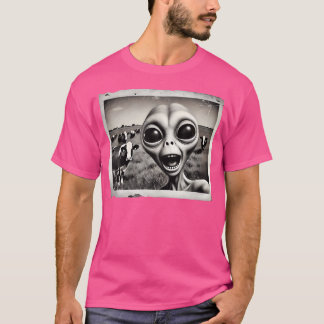 Camiseta Gracioso Alien Selfie Con Vacas Ufo Humor De Cienc