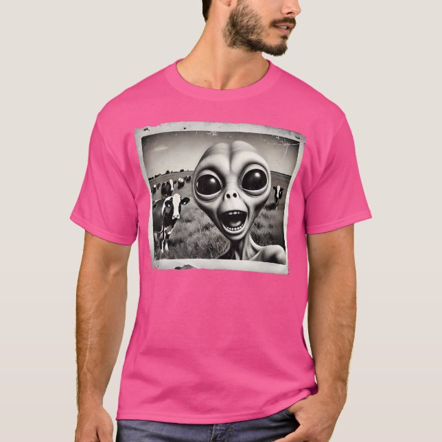 Camiseta Gracioso Alien Selfie Con Vacas Ufo Humor De Cienc (Anverso)