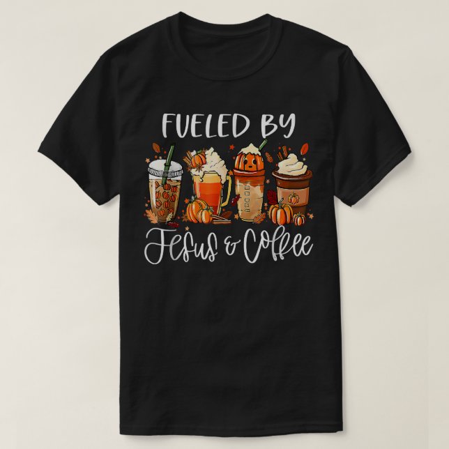 Camiseta Gracioso Alimentado Por El Café Jesus Caffeine Lov (Diseño del anverso)