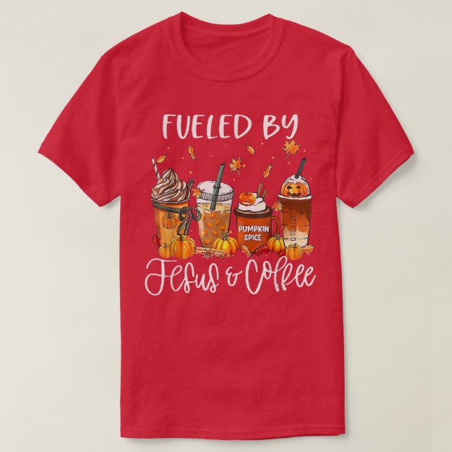 Camiseta Gracioso Alimentado Por El Café Jesus Caffeine Lov (Diseño del anverso)