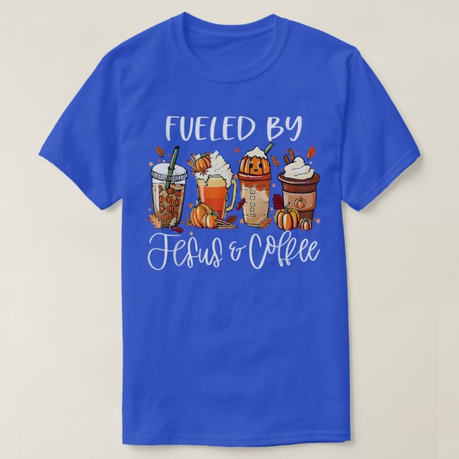 Camiseta Gracioso Alimentado Por El Café Jesus Caffeine Lov (Diseño del anverso)