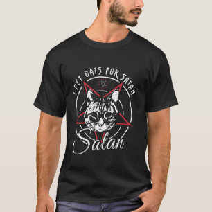 Camiseta Gracioso amante del gato y oculto satánico Pentagr