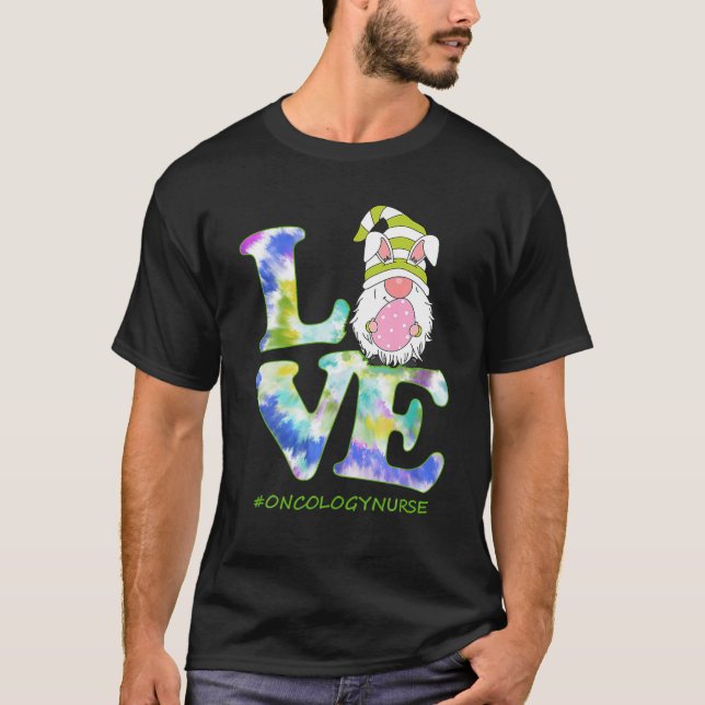 Camiseta Gracioso AMOR Gnome Oncología Enfermera Tie Dye Fe (Anverso)