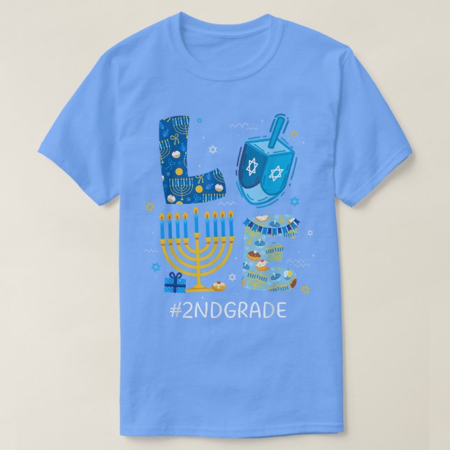 Camiseta Gracioso AMOR Maestra Menorah Judío Hanukk de 2º G (Diseño del anverso)