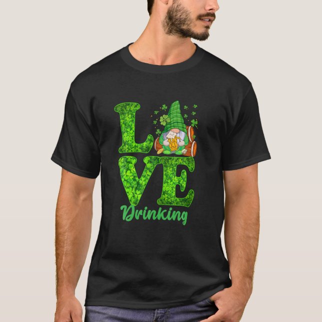 Camiseta Gracioso amor por beber cerveza Gnome Lover Happy  (Anverso)