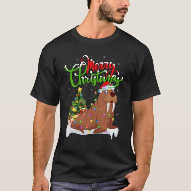 Camiseta Gracioso animal amante de Okapi Navidad iluminando (Anverso)