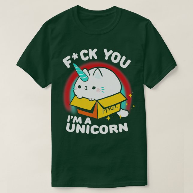 Camiseta Gracioso animal de Kitty Unicorn en una caja (Diseño del anverso)