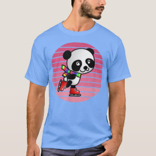 Camiseta Gracioso Animal Panda Bear Hielo Patinaje Pink Ret