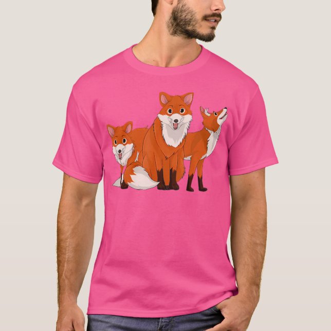 Camiseta Gracioso animal salvaje Foxes Forestales Curte Fox (Anverso)