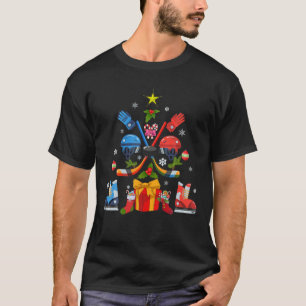 Camiseta Gracioso árbol de adornos navideños de hockey sobr