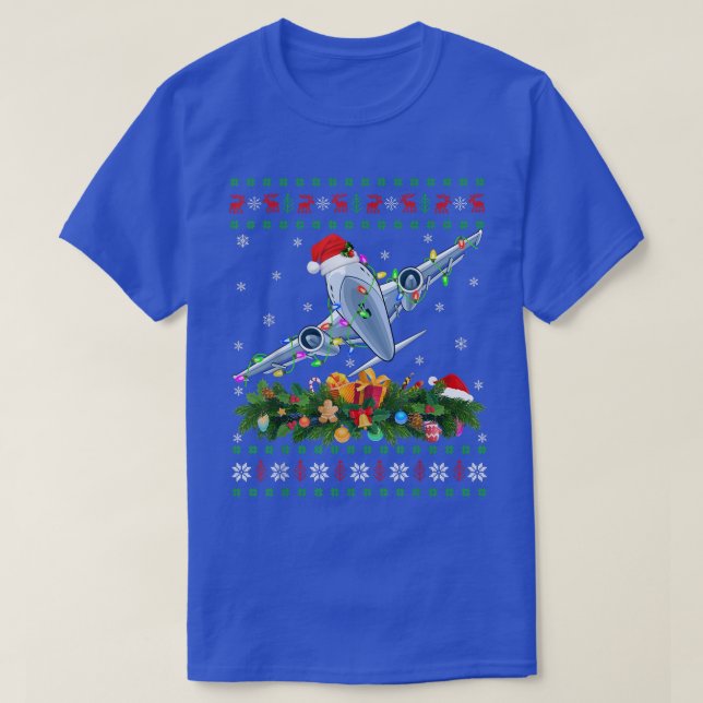 Camiseta Gracioso árbol de alumbrado navideño de avión de S (Diseño del anverso)