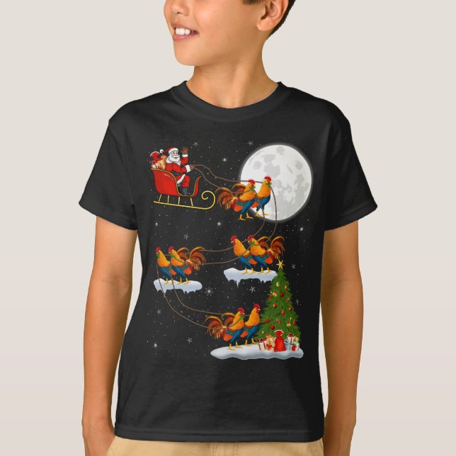 Camiseta Gracioso árbol de alumbrado navideño Santa Riding  (Anverso)