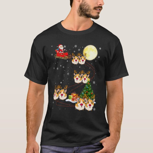Camiseta Gracioso árbol de alumbrado navideño Santa Riding  (Anverso)