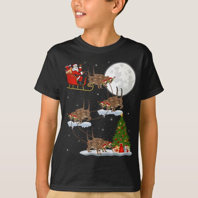 Camiseta Gracioso árbol de alumbrado navideño Santa Riding  (Anverso)