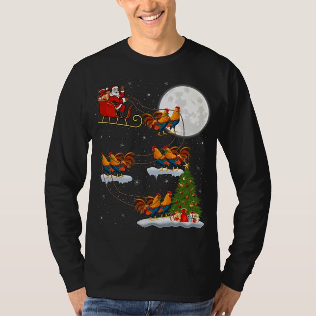 Camiseta Gracioso árbol de alumbrado navideño Santa Riding  (Anverso)