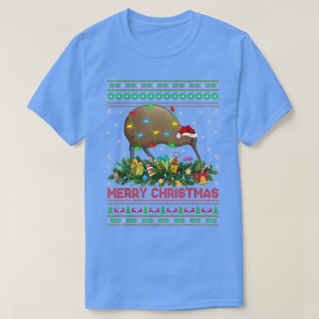 Camiseta Gracioso árbol de alumbrado navideño Santa Ugly Ki (Diseño del anverso)