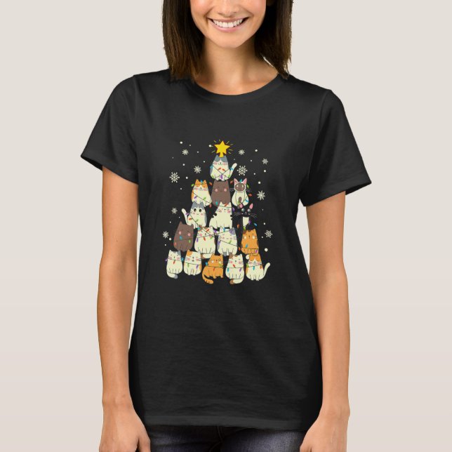 Camiseta Gracioso árbol de gatos para Navidades adultos de  (Anverso)