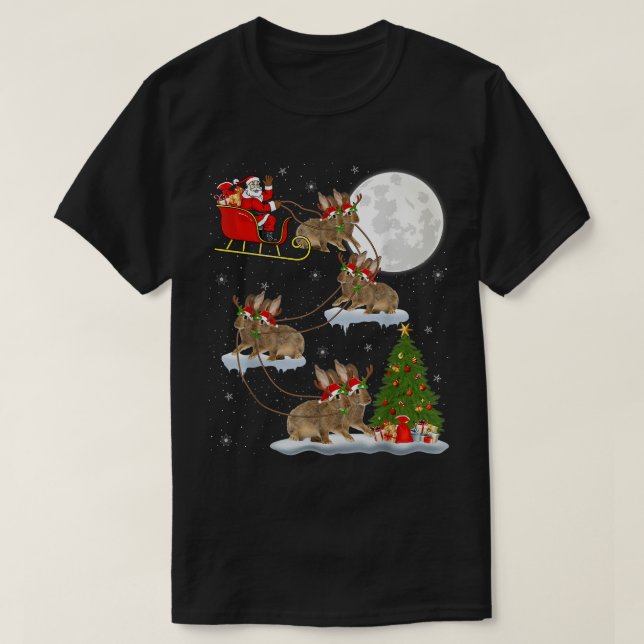 Camiseta Gracioso árbol de luz navideño de Santa Riding Rab (Diseño del anverso)