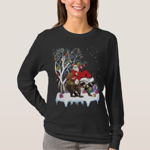 Camiseta Gracioso árbol de luz navideño de Santa Riding Rac