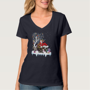 Camiseta Gracioso árbol de luz navideño de Santa Riding Rac