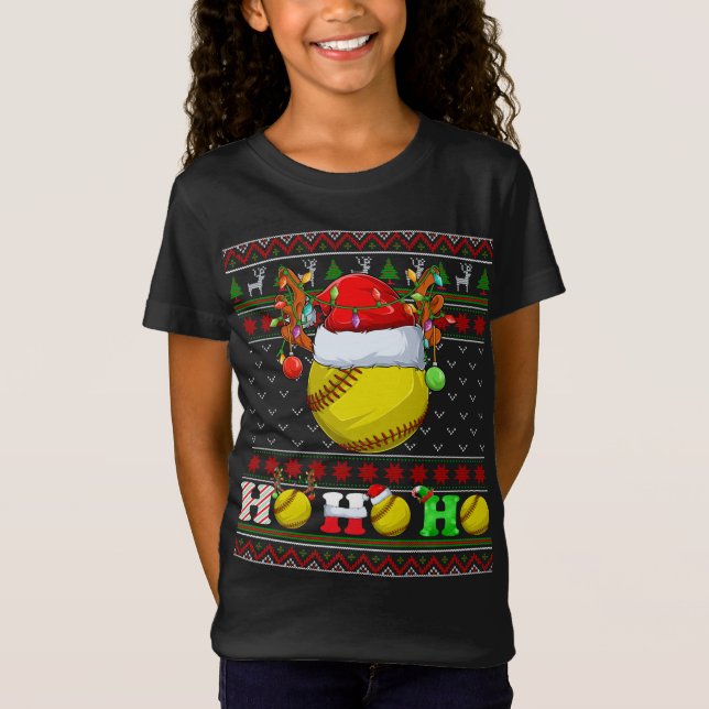 Camiseta Gracioso árbol de navidad de bola de softball ilum (Anverso)
