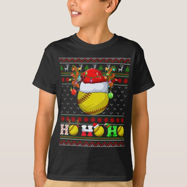 Camiseta Gracioso árbol de navidad de bola de softball ilum (Anverso)