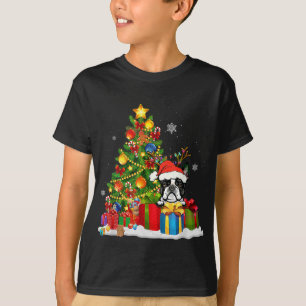 Camiseta Gracioso árbol de navidad de Boston Terrier Light 