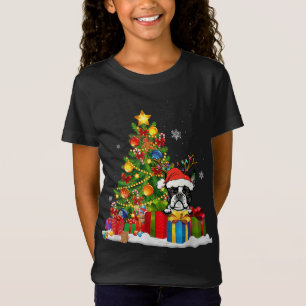 Camiseta Gracioso árbol de navidad de Boston Terrier Light