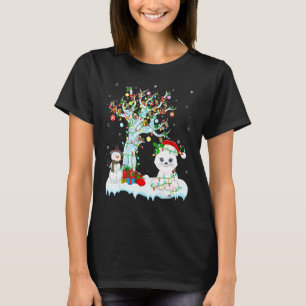 Camiseta Gracioso árbol de navidad de gato iluminando Santa
