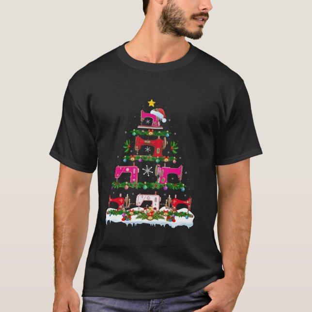 Camiseta Gracioso árbol de Navidad de la máquina de coser X (Anverso)