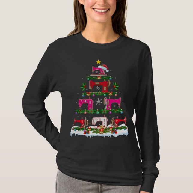 Camiseta Gracioso árbol de Navidad de la máquina de coser X (Anverso)