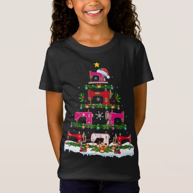 Camiseta Gracioso árbol de Navidad de la máquina de coser X (Anverso)