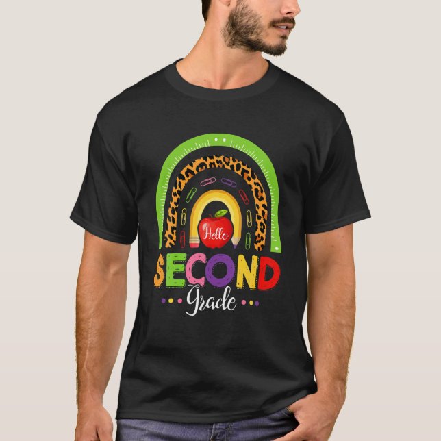 Camiseta Gracioso Arcoiris De Leopardo De 2º Grado Hola De  (Anverso)