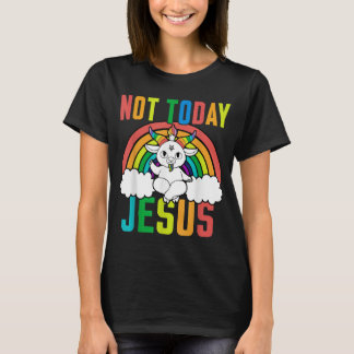 Camiseta Gracioso arcoiris de Unicornio satánico no es Jesú