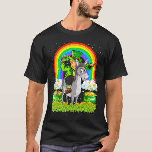 Camiseta Gracioso arcoiris Leprechaun montando mule St Patr