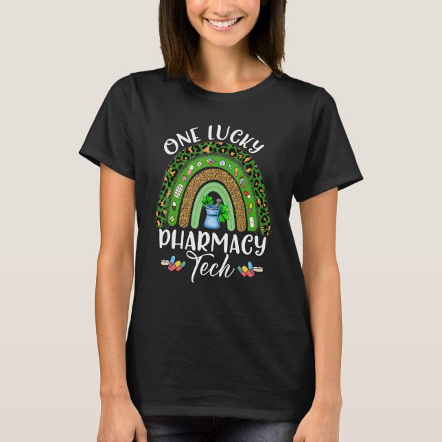 Camiseta Gracioso arcoiris Una Lucky Pharmacy Tech St Patri (Anverso)