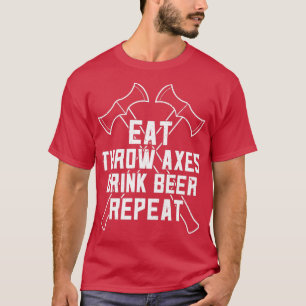 Camiseta Gracioso Arrojamiento De Ax Y Bebida De Cerveza Co