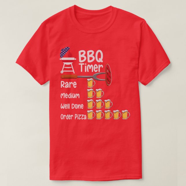 Camiseta Gracioso arte BBQ Timer Grilling barbacoa de parri (Diseño del anverso)