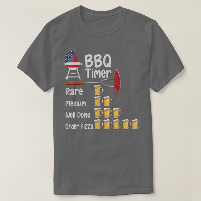 Camiseta Gracioso arte BBQ Timer Grilling barbacoa parrilla (Diseño del anverso)