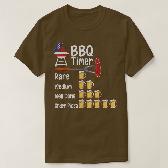 Camiseta Gracioso arte BBQ Timer Grilling barbacoa parrilla (Diseño del anverso)