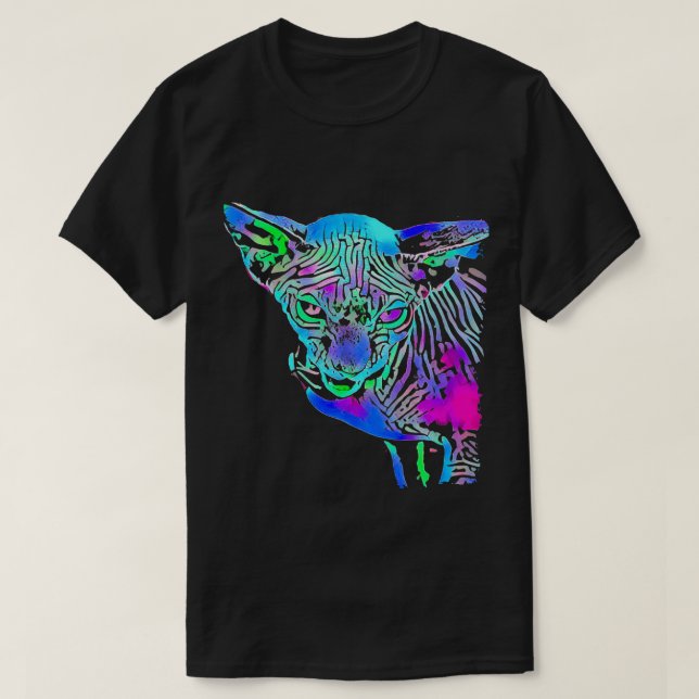 Camiseta Gracioso arte pop sphyn cat cara (Diseño del anverso)