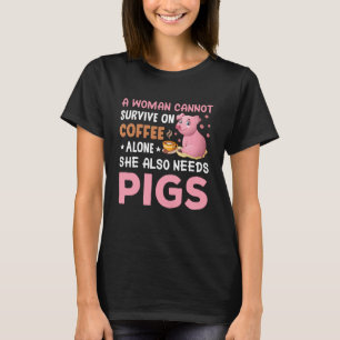 Camiseta Gracioso arte verbal de los cerdos de café