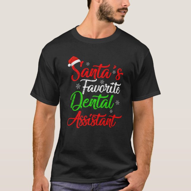 Camiseta Gracioso asistente dental favorito de Santa Claus  (Anverso)