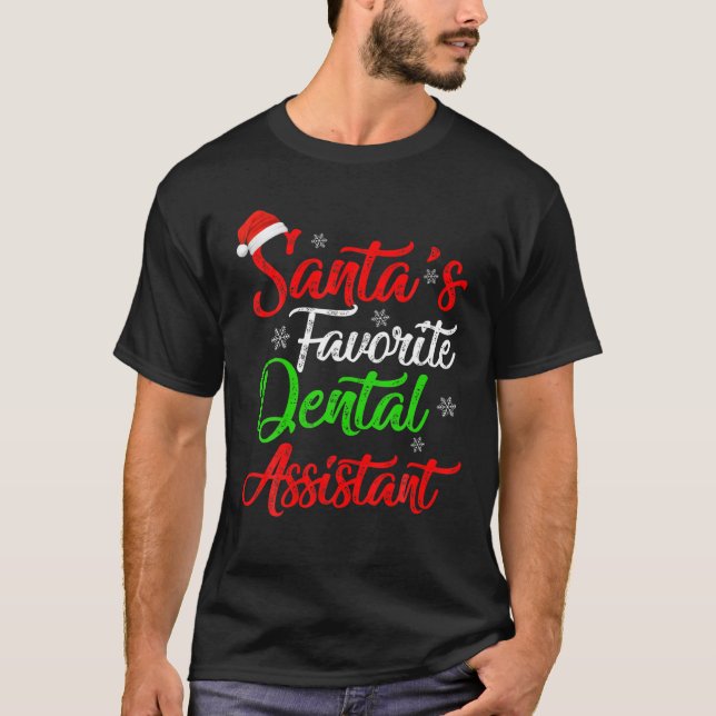 Camiseta Gracioso asistente dental favorito de Santa Claus  (Anverso)