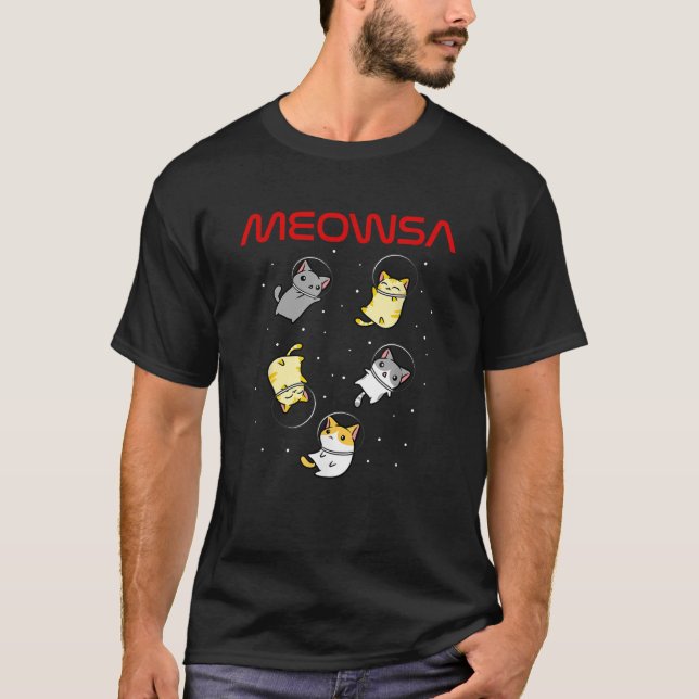 Camiseta Gracioso astronauta espacial Regalos a gatos hombr (Anverso)