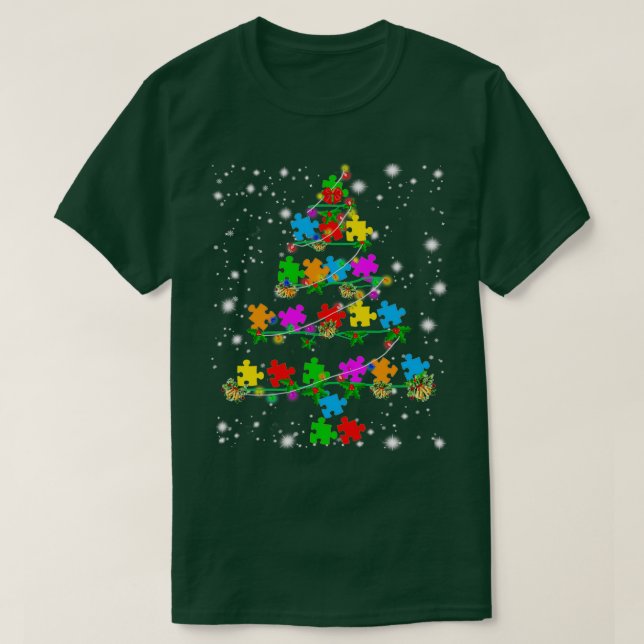 Camiseta Gracioso autismo Árbol de Navidad Ornamento Regalo (Diseño del anverso)