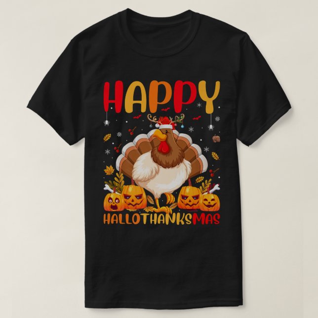 Camiseta Gracioso Ave de Pollo Amante Feliz Pollo Hola Grac (Diseño del anverso)