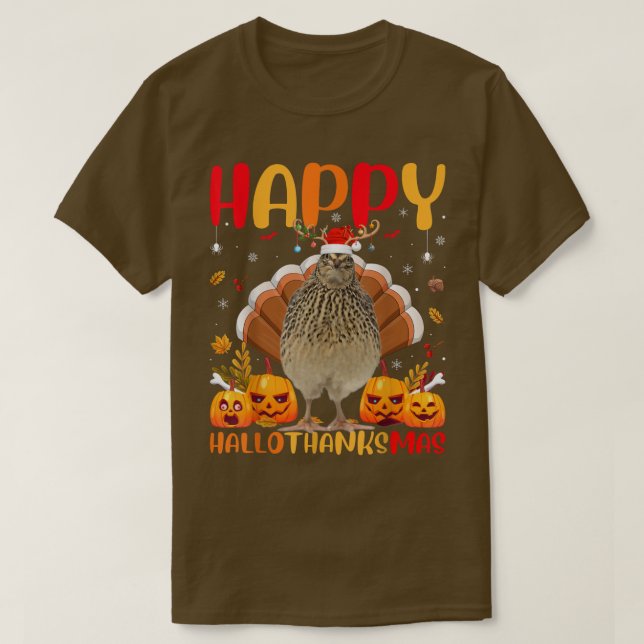 Camiseta Gracioso Ave Quail Lover Happy Quail HelloMas  (Diseño del anverso)